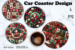 Christmas patchwork decor Sublimation car Coaster Product Image 1