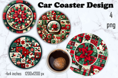 Christmas patchwork decor Sublimation car Coaster Product Image 1