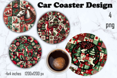 Christmas patchwork decor Sublimation car Coaster Product Image 1