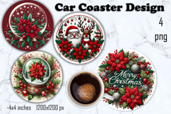 Christmas patchwork decor Sublimation car Coaster Product Image 1