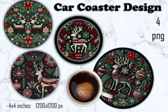 Christmas patchwork decor Sublimation car Coaster Product Image 1