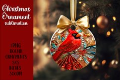 Cardinal Birds Ornament Print | embroidery, red ornament Product Image 7