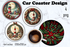 Christmas patchwork decor Sublimation car Coaster Product Image 1
