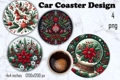 Red and white Poinsettia, epoxy resin Ornament Sublimation Product Image 1