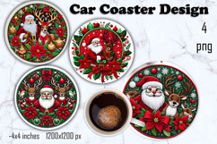 Vintage Santa Ornament Sublimation, Round Ornament Png Product Image 1