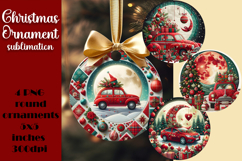 Christmas Car Ornament Sublimation, Round Ornament Png Product Image 1