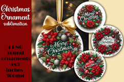 Red and white Poinsettia, epoxy resin Ornament Sublimation Product Image 1