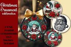 Vintage Santa Ornament Sublimation, Round Ornament Png Product Image 1