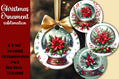 Red and white Poinsettia, epoxy resin Ornament Sublimation Product Image 1