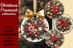 Red and white Poinsettia, epoxy resin Ornament Sublimation Product Image 1
