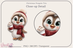 Holiday Penguin Trio PNG Bundle | 3 Sublimation Designs Product Image 4