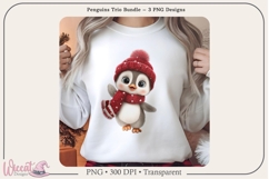 Winter Penguin Trio PNG Bundle | 3 Sublimation Designs Product Image 4
