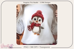 Winter Penguin Trio PNG Bundle | 3 Sublimation Designs Product Image 6