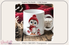Winter Penguin Trio PNG Bundle | 3 Sublimation Designs Product Image 5