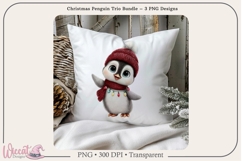 Holiday Penguin Trio PNG Bundle | 3 Sublimation Designs Product Image 6