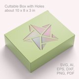 Winter Pentagonal Star Window Rectangular Favor Box Template