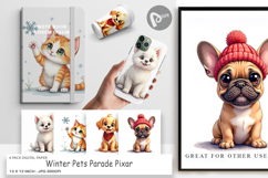 Winter Pets Parade Digital Paper Product Image 1