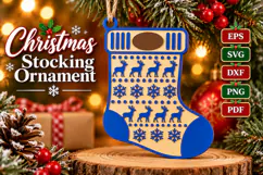 Winter Reindeer Stocking SVG, Holiday Laser Glowforge File Product Image 1
