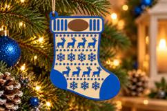Winter Reindeer Stocking SVG, Holiday Laser Glowforge File Product Image 2