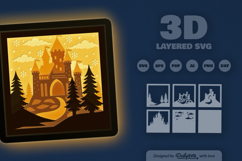 Winter Rock Castle Layered Papercut Product Image 3