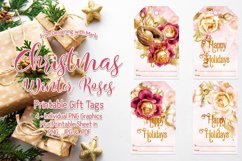 Christmas Winter Roses Printable Gift Tags &amp; Sheet Product Image 1