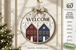 Winter Round Sign Laser Cut. Door Sign. Welcome SVG Product Image 1