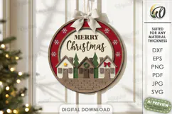 Winter Round Sign Laser Cut. Door Sign. Merry Christmas SVG Product Image 1