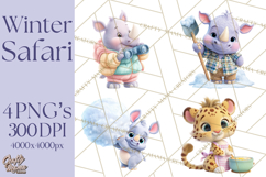 Winter Safari Baby Animals Clipart PNG Cute Holiday Clip Art Product Image 1