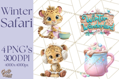 Winter Safari Baby Animals Clipart PNG Cute Holiday Clip Art Product Image 1