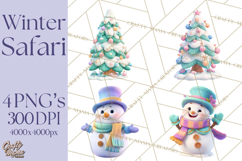 Winter Safari Baby Animals Clipart PNG Cute Holiday Clip Art Product Image 1