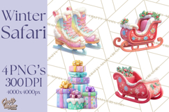 Winter Safari Baby Animals Clipart PNG Cute Holiday Clip Art Product Image 1