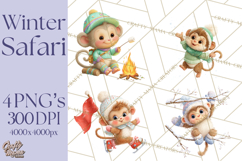 Winter Safari Baby Animals Clipart PNG Cute Holiday Clip Art Product Image 1