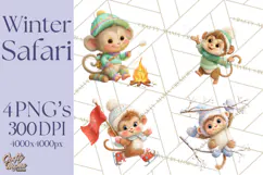 Winter Safari Baby Animals Clipart PNG Cute Holiday Clip Art Product Image 1