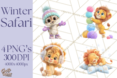 Winter Safari Baby Animals Clipart PNG Cute Holiday Clip Art Product Image 1
