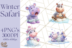 Winter Safari Baby Animals Clipart PNG Cute Holiday Clip Art Product Image 1