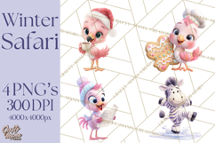 Winter Safari Baby Animals Clipart PNG Cute Holiday Clip Art Product Image 1