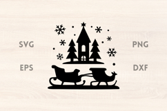 Christmas Sleigh and trees SVG Scene Product Image 1