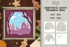 Winter Scene with Reindeer and Cottage Shadow Box