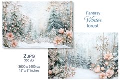 Christmas scenery Junk Journal paper, Snowy Winter forest Product Image 1