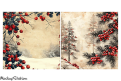 Christmas Digital Papers | Shabby Winter Background Pages Product Image 2