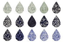Winter Season Floral Teardrop Earring Sublimation Designs Product Image 2