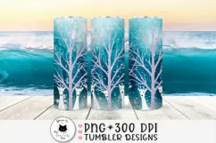 winter skinny tumbler wrap with white deer in the forest
