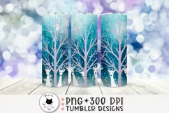 winter skinny tumbler png with white deer in the snowy forest