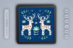 Winter Snow Deer Folk Art Layered Papercut Product Image 1