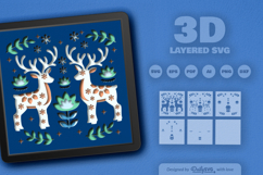 Winter Snow Deer Folk Art Layered Papercut Product Image 2