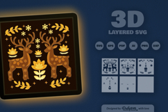 Winter Snow Deer Folk Art Layered Papercut Product Image 3