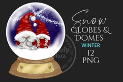 Winter Snow Globe and Domes Watercolor Clipart 