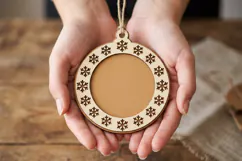 Winter Snowflake Bauble SVG, Laser Cut Wood Crafts Design Product Image 2