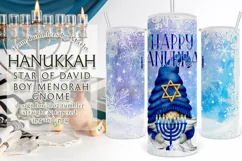 Happy Hanukkah Gnome 20oz Tumbler Design, Winter Tumbler Product Image 1