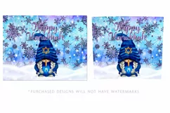 Happy Hanukkah Gnome 20oz Tumbler Design, Purple Snowflakes Product Image 2